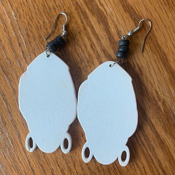 Pierced Earrings Exaggerated Fishhook Wood Lightweight Earrings Exotic Woman - Picture 4 of 6